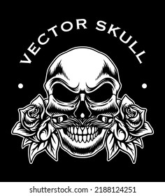 Skull design illustration cowboy theme for icon or logo