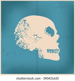 Skull design on old paper background,vector