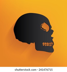 Skull design on yellow background, clean vector