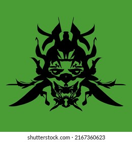 Skull design ronnin logo and tribal