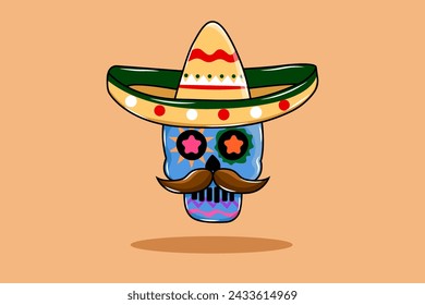 Skull Design with Sombrero and Mustache Illustration