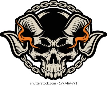 SKULL DEVIL HEAD ILLUSTRATION VECTOR DESIGN