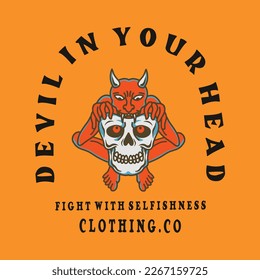 skull devil head tshirt design devil iin your head