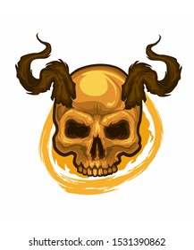 skull devil with horn in vector