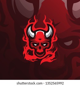 skull devil mascot logo design vector with modern illustration concept style for badge, emblem and tshirt printing. angry devil illustration for sport and esport team.