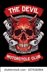 Skull Devil Motorcycle club Emblem Vector Illustration