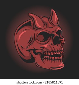 Skull Devil vector Illustration on black background