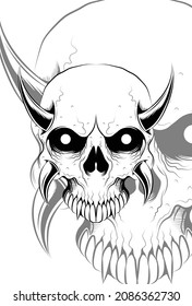 Skull with devils vector illustration