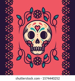 Skull dia de muertos vector