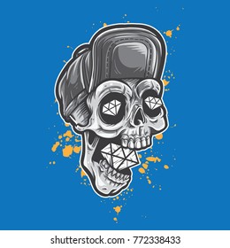 Skull and diamonds vector