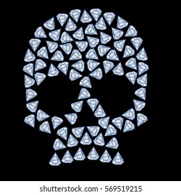 Skull with diamonds, vector illustration