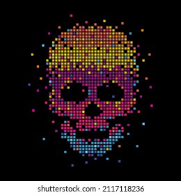 skull in the digital matrix on a black background. concept of hacker attack, cyber piracy. vector illustration for print