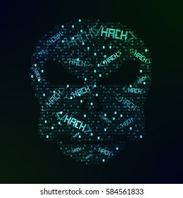 The skull of the digits.Hacker.Programming(blue-green,big figures)