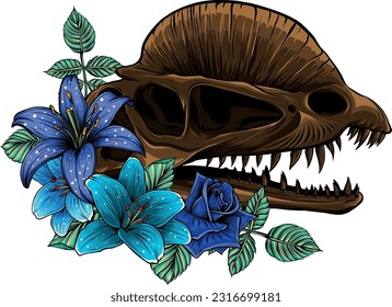 skull of dilophosaurus dinosaur vector illustration design