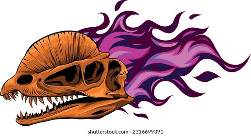 skull of dilophosaurus dinosaur vector illustration design