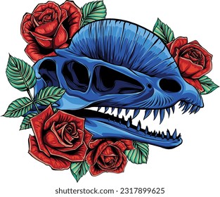 skull of dilophosaurus dinosaur vector illustration design