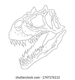 skull dinosaur, hand drawn vector illustration, isolated on white background
