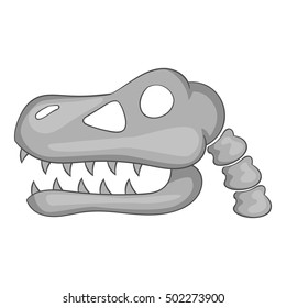 Skull of dinosaur icon. Gray monochrome illustration of skull of dinosaur vector icon for web