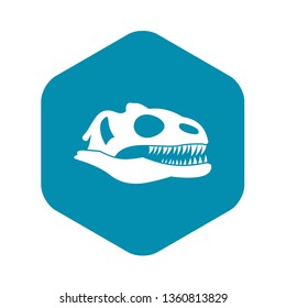 Skull of dinosaur icon in simple style isolated on white background. Animal symbol