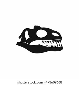 Skull of dinosaur icon in simple style isolated on white background. Animal symbol
