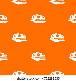 Skull of dinosaur pattern repeat seamless in orange color for any design. Vector geometric illustration