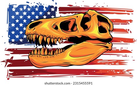 skull of dinosaur tyrannosaurus rex. vector illustration design
