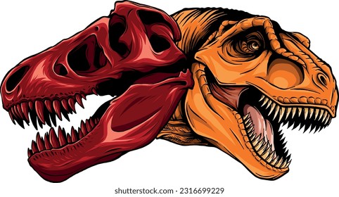 skull of dinosaur tyrannosaurus rex. vector illustration design