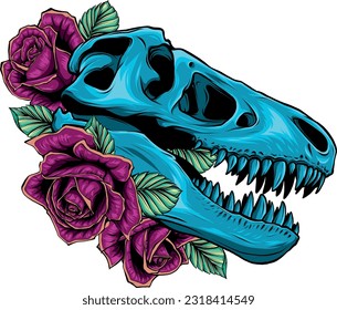 skull of dinosaur tyrannosaurus rex. vector illustration design