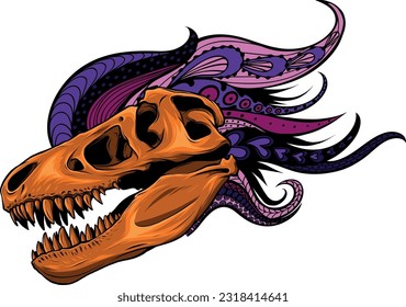 skull of dinosaur tyrannosaurus rex. vector illustration design