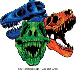 skull of dinosaur tyrannosaurus rex. vector illustration design