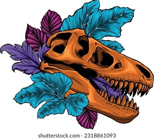 skull of dinosaur tyrannosaurus rex. vector illustration design