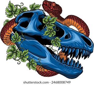 skull of dinosaur tyrannosaurus rex. vector illustration design