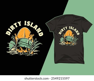 design de camisa ilha suja crânio