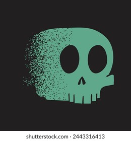 Skull Disintegrate Vector Green on Black