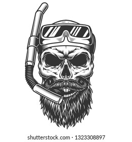 Skull in the diving mask. vector illustration