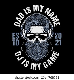 skull of dj head with beard illustration