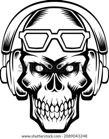skull DJ Illustration vector graphic perfect for tshirt tattoo design