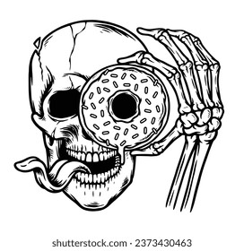 skull and donut in the face