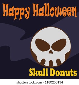 Skull Donuts dessert cartoon flat design