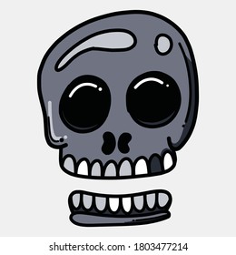 Skull doodle color vector icon. Drawing sketch illustration hand drawn line.