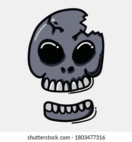 Skull doodle color vector icon. Drawing sketch illustration hand drawn line.