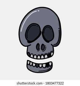 Skull doodle color vector icon. Drawing sketch illustration hand drawn line.