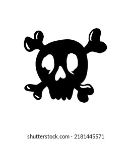 skull doodle icon with simple cute character