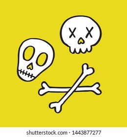 skull doodle icon, vector illustration