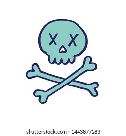 skull doodle icon, vector illustration