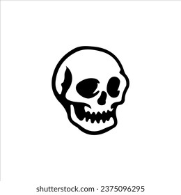 skull doodle illustration vector with concept
