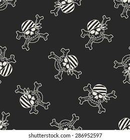 skull doodle seamless pattern background