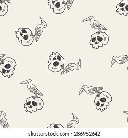 skull doodle seamless pattern background