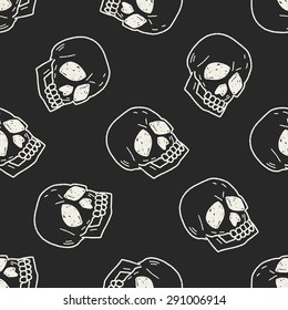 skull doodle seamless pattern background