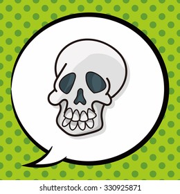 skull doodle, speech bubble